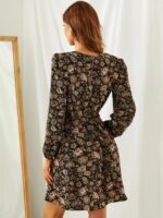 Rochie Scurta Sasa Neagra cu Model Maro - imagine 2
