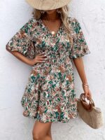 Rochie Scurta Lucretia cu Print Multicolor