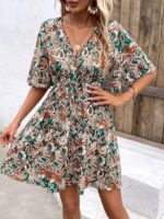 Rochie Scurta Lucretia cu Print Multicolor - imagine 3