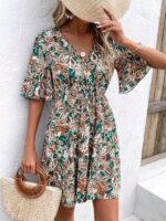 Rochie Scurta Lucretia cu Print Multicolor - imagine 4