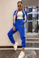 Trening format din bluza scurta cu fermoar si pantalon Ramona Negru cu inima verde - imagine 6
