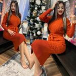 Rochie Tricotata Vorien Caramizie - imagine 3