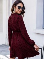 Rochie Scurta Hexa Grena cu Buline Negre - imagine 3