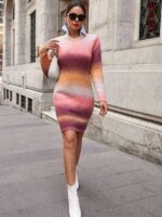 Rochie Scurta Tricotata Marinela Multicolora - imagine 3