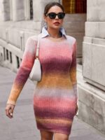 Rochie Scurta Tricotata Marinela Multicolora - imagine 2