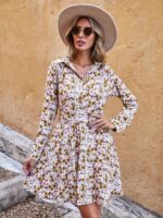 Rochie Scurta Aneta Alba cu Print Floral - imagine 5