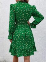 Rochie Midi Nane Verde Inflorata - imagine 2