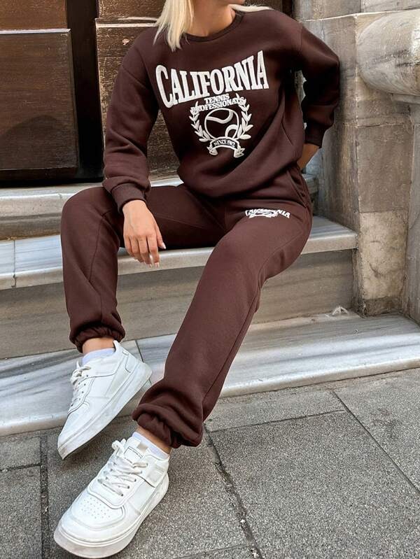 715 Set Trening Louan Maro cu Print California - imagine 1