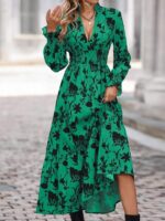 Rochie Lunga Alison Verde Inflorata