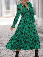 Rochie Lunga Alison Verde Inflorata - imagine 3