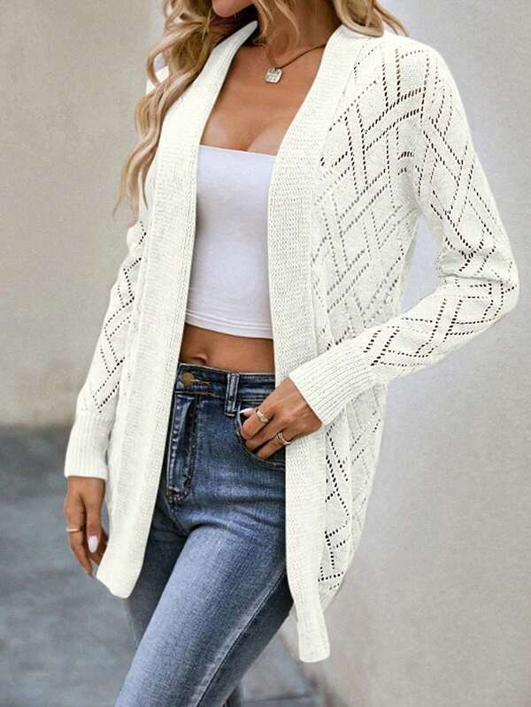 751 Cardigan Reija Alb cu Model - imagine 1