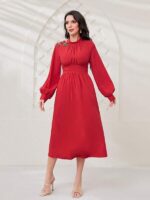 Rochie Lunga Alvrum Rosie cu Floare Brodata - imagine 7