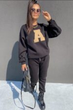 Trening Dama din bumbac gros vatuit format din pantalon si bluza Daniela Negru - imagine 3