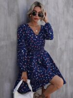 Rochie Scurta Kristen Albastra Inflorata