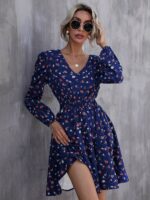Rochie Scurta Kristen Albastra Inflorata - imagine 4