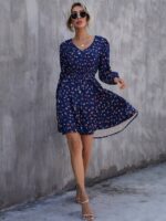 Rochie Scurta Kristen Albastra Inflorata - imagine 3