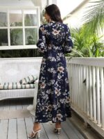 Rochie Lunga Olesia Bleumarin Inflorata - imagine 2