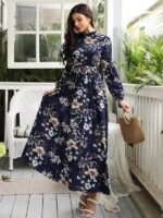 Rochie Lunga Olesia Bleumarin Inflorata