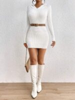 Rochie Midi Tricotata Rinnie Alba - imagine 4