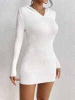 Rochie Midi Tricotata Rinnie Alba - imagine 3