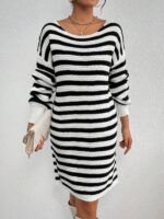 Rochie Scurta Tricotata Grace Alb Negru