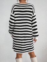 Rochie Scurta Tricotata Grace Alb Negru - imagine 2