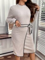 Rochie Midi Tricotata Abbie Bej - Marimi Mari - imagine 4