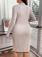 Rochie Midi Tricotata Abbie Bej - Marimi Mari - imagine 3