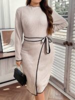 Rochie Midi Tricotata Abbie Bej - Marimi Mari