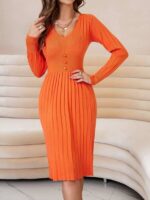 Rochie Midi Tricotata Sarina Portocalie