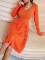 Rochie Midi Tricotata Sarina Portocalie - imagine 5