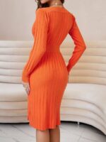 Rochie Midi Tricotata Sarina Portocalie - imagine 2