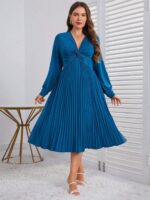 Rochie Midi Thamara Albastra Plisata - Marimi Mari