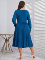 Rochie Midi Thamara Albastra Plisata - Marimi Mari - imagine 2