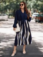 Rochie Midi Signe Bleumarin - Marimi Mari - imagine 3