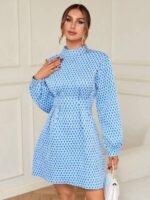Rochie Scurta Adla cu Imprimeu Geometric Bleu