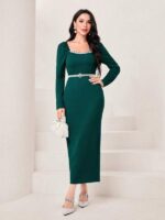 Rochie Lunga Felina Turcoaz - imagine 4