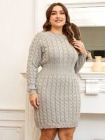 Rochie Scurta Tricotata Silpa Gri - Marimi Mari - imagine 5