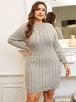 Rochie Scurta Tricotata Silpa Gri - Marimi Mari - imagine 3