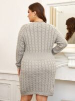 Rochie Scurta Tricotata Silpa Gri - Marimi Mari - imagine 2