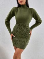 Rochie Scurta Tricotata Vilma Khaki - imagine 5