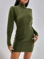 Rochie Scurta Tricotata Vilma Khaki - imagine 4