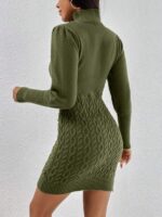 Rochie Scurta Tricotata Vilma Khaki - imagine 3