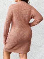 Rochie Midi Tricotata Airin Roz - Marimi mari - imagine 3
