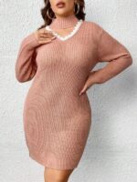 Rochie Midi Tricotata Airin Roz - Marimi mari