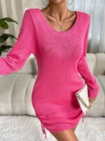 Rochie Scurta Tricotata Oluva Roz - imagine 5