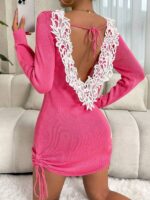 Rochie Scurta Tricotata Oluva Roz