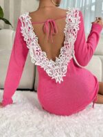 Rochie Scurta Tricotata Oluva Roz - imagine 3