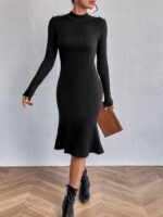 Rochie Midi Tricotata Evamaria Neagra - imagine 4