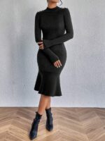 Rochie Midi Tricotata Evamaria Neagra - imagine 6
